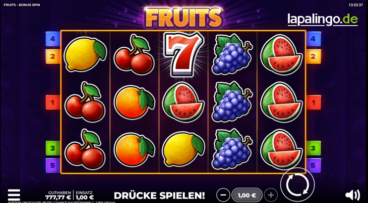 Fruits - Bonus Spin - Online Slot: Jetzt mit 100€ Bonus spielen!