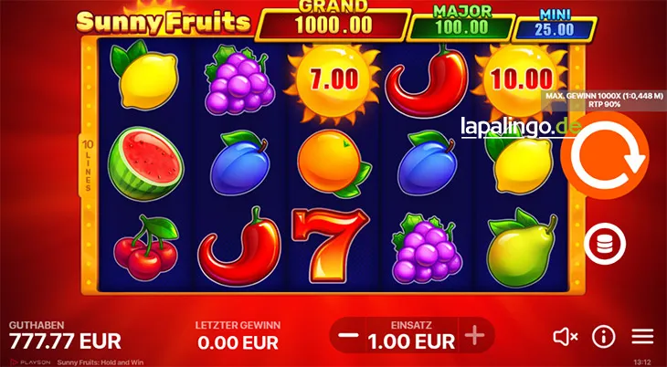 Sunny Fruits: Hold and Win