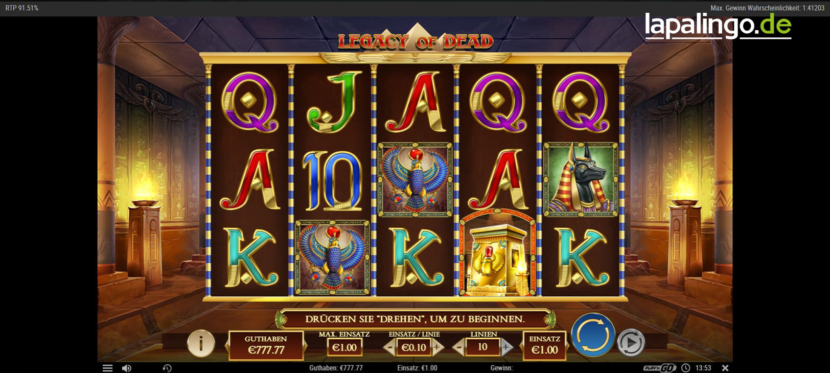 Legacy of Dead - Online Slot: Jetzt mit 100€ Bonus spielen!