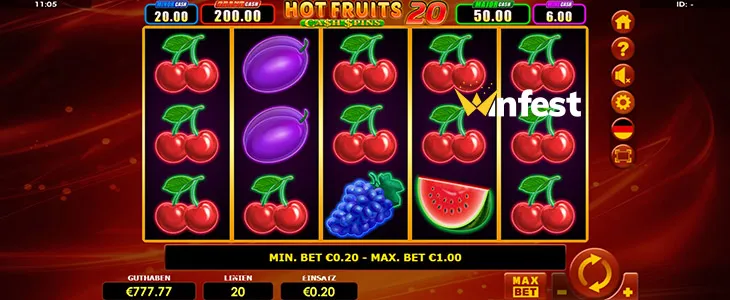 hot fruits 20 cash spins Logo