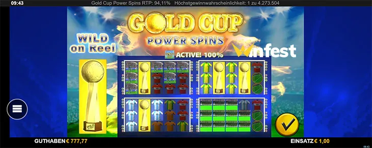 gold cup power spins Logo