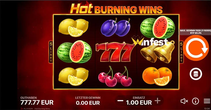 hot burning wins Logo